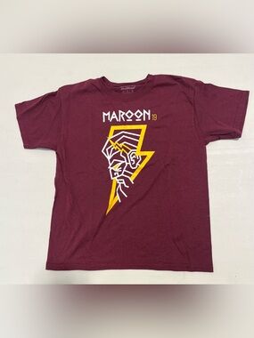 Gildan Maroon Short Sleeve Tee with Yellow & White Lightning Graphic